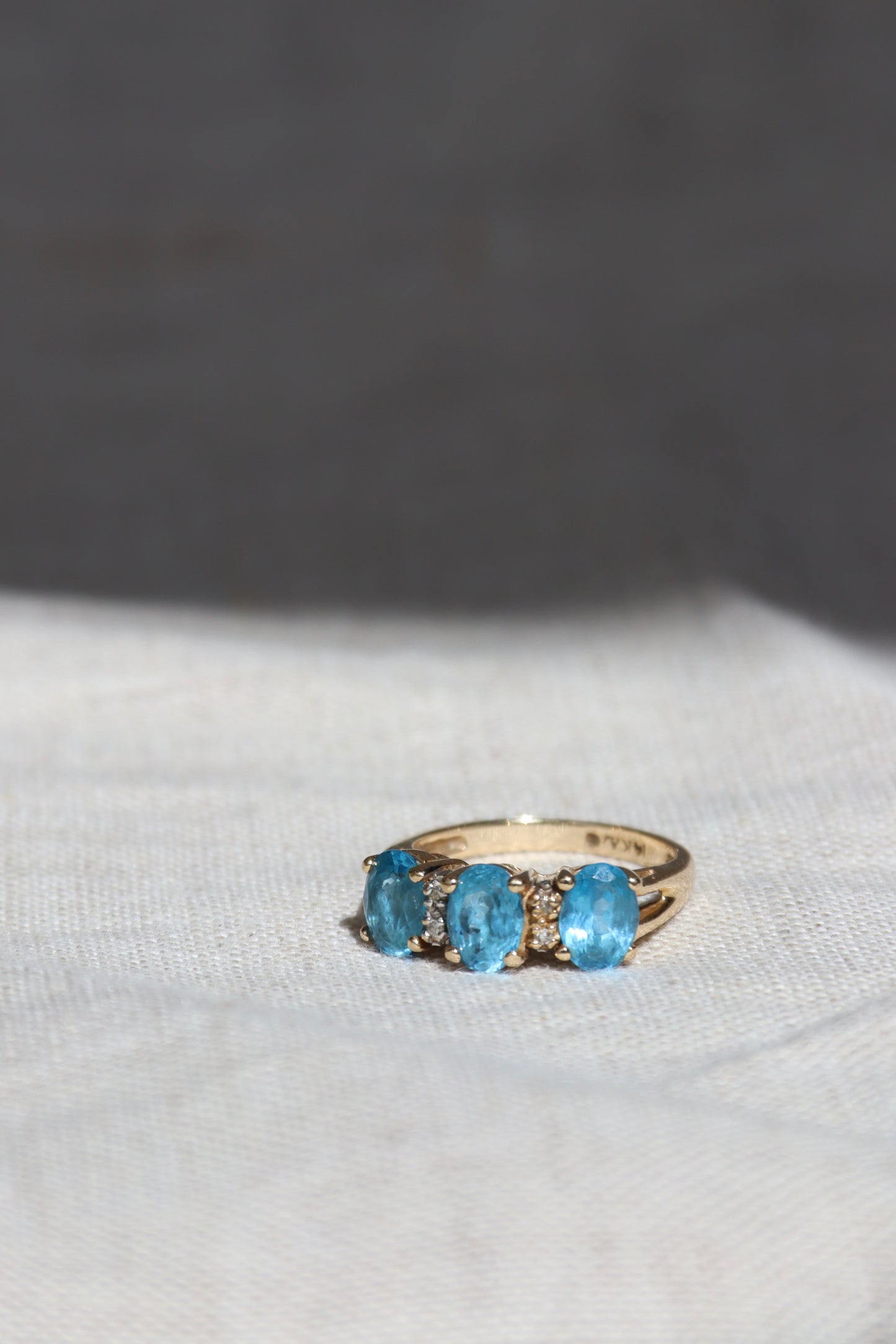 14K Yellow Gold Topaz and Diamond Ring