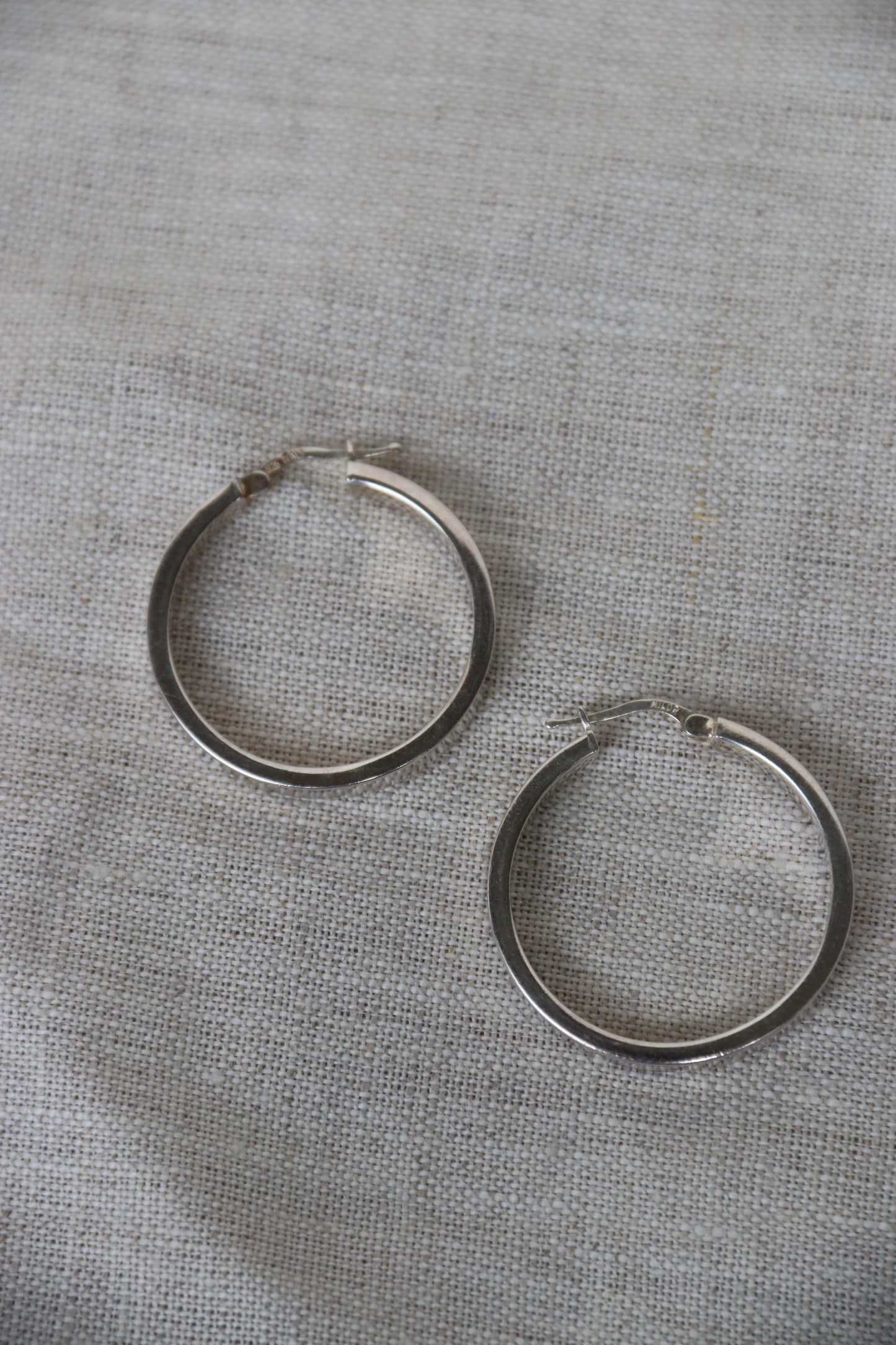 Sterling Silver Wide Flat Hoops