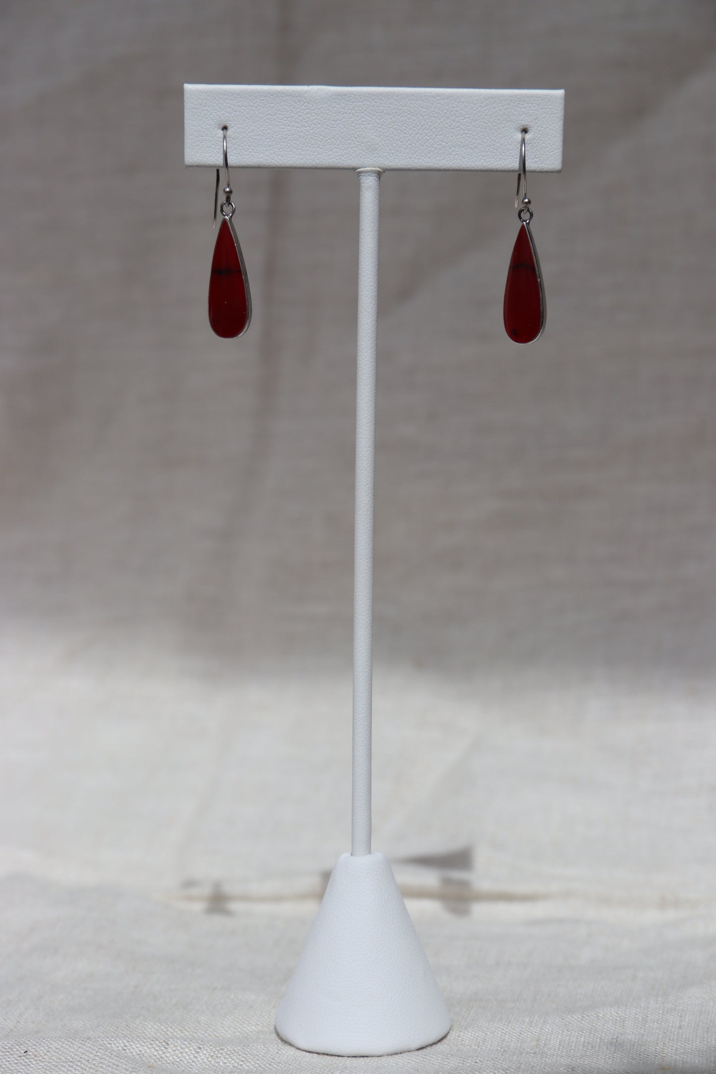 Sterling Silver Red Stone Earrings