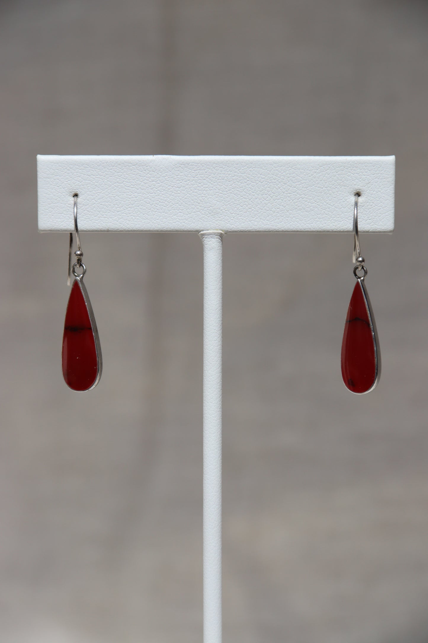 Sterling Silver Red Stone Earrings
