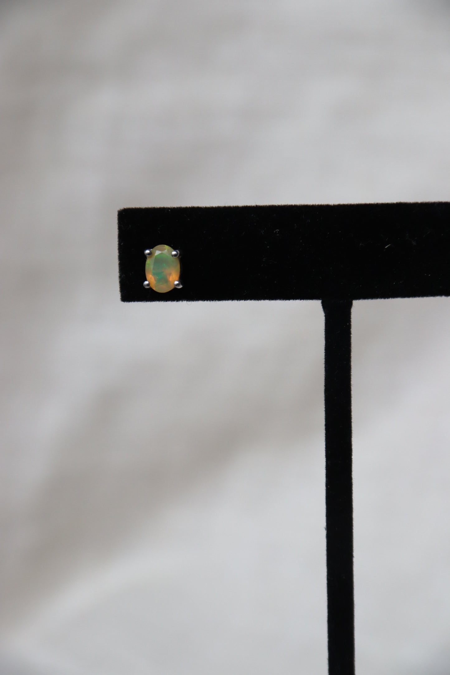 Sterling Silver Oval Opal Post Earrings