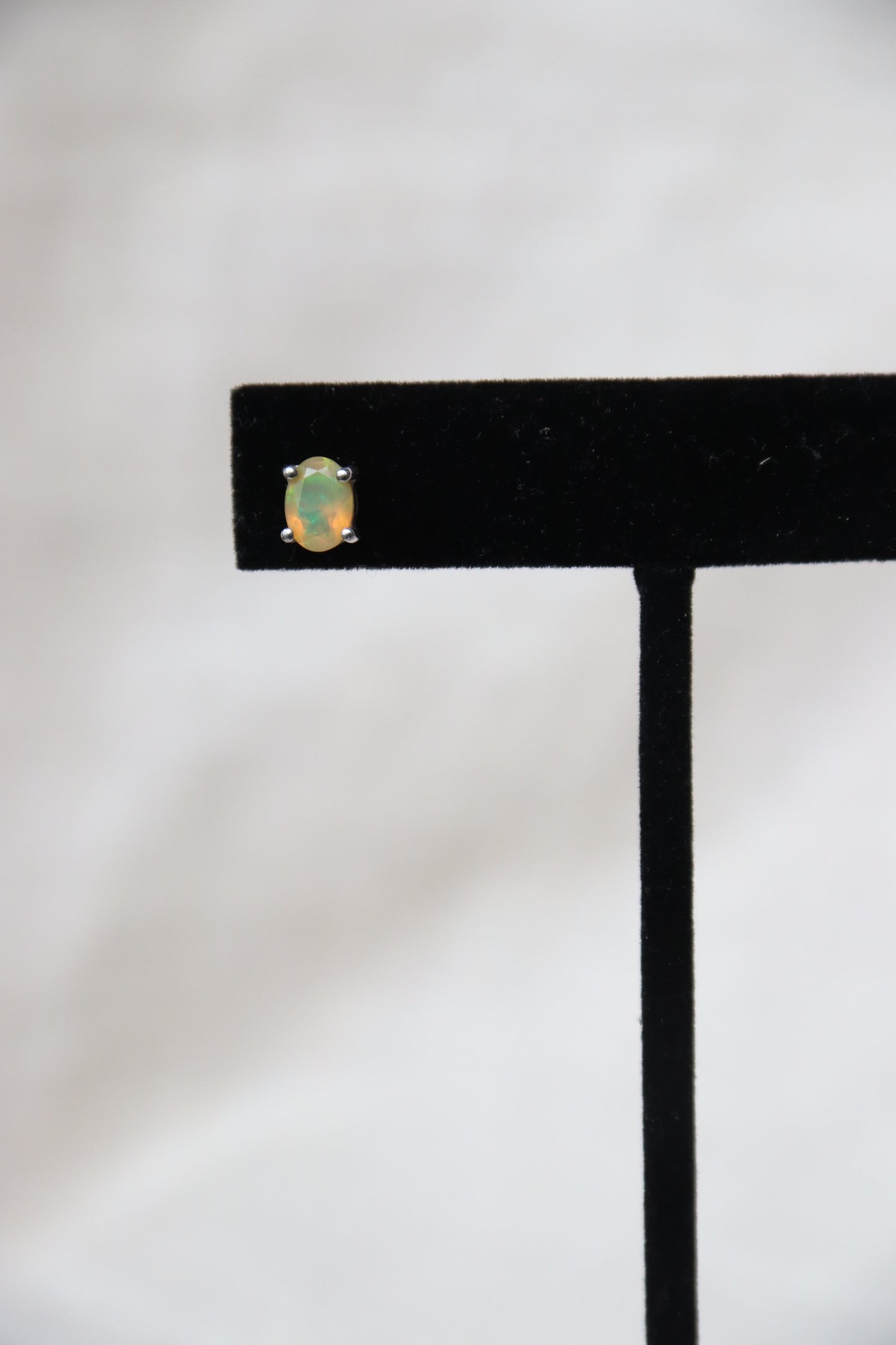 Sterling Silver Oval Opal Post Earrings