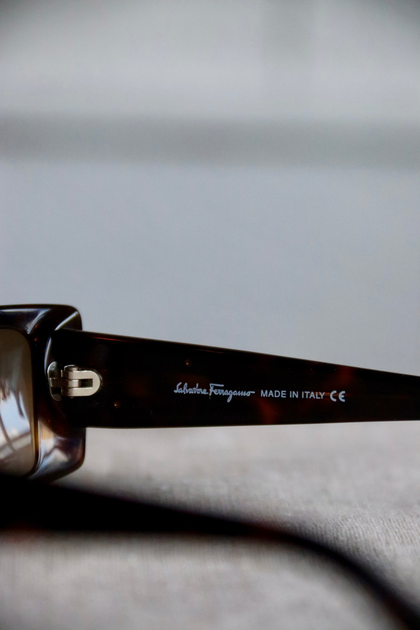 Salvatore Ferragamo Brown Marble Rectangle Sunglasses