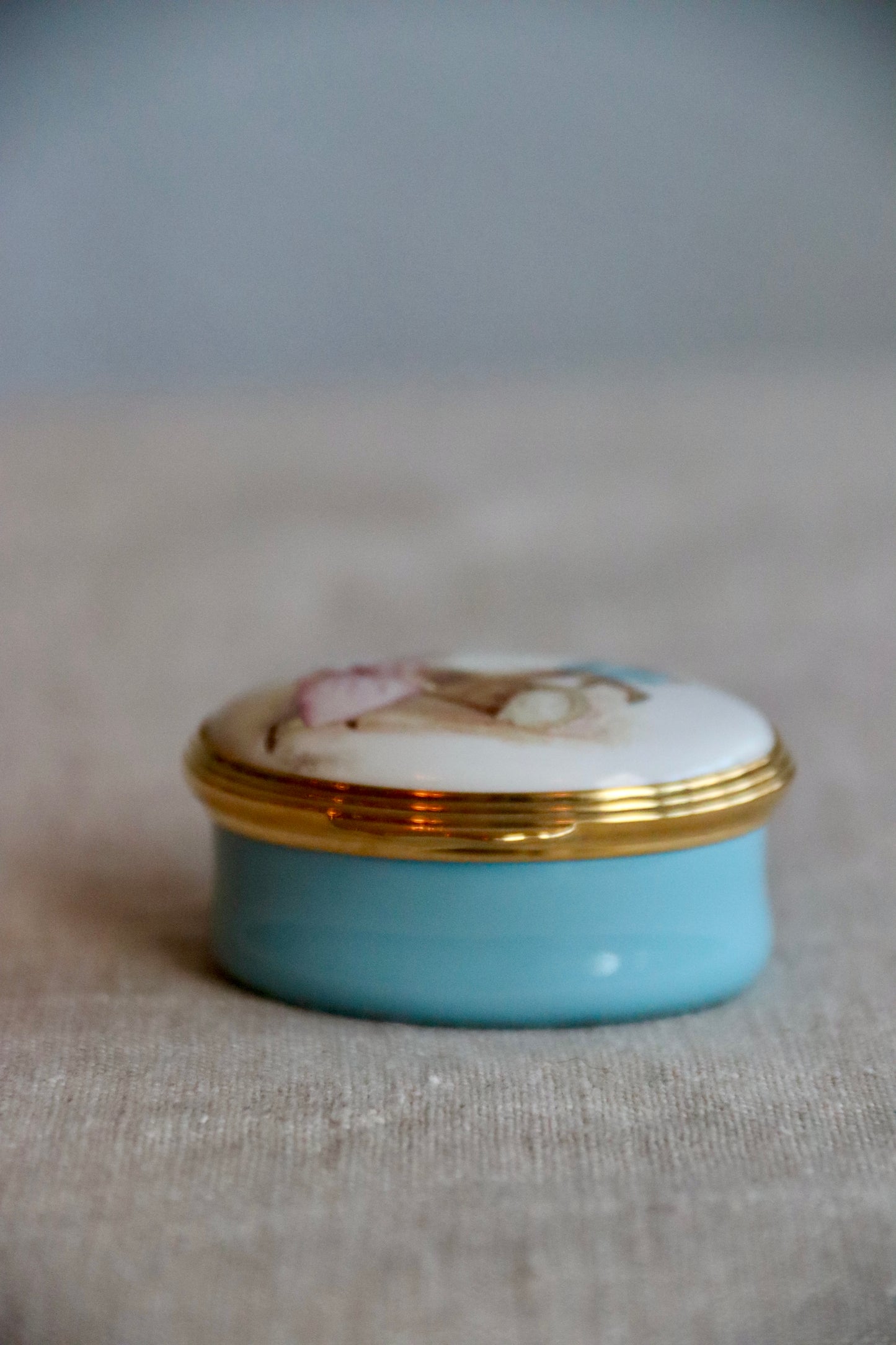 Halcyon Days Boy and Girl on See Saw Enamel Box