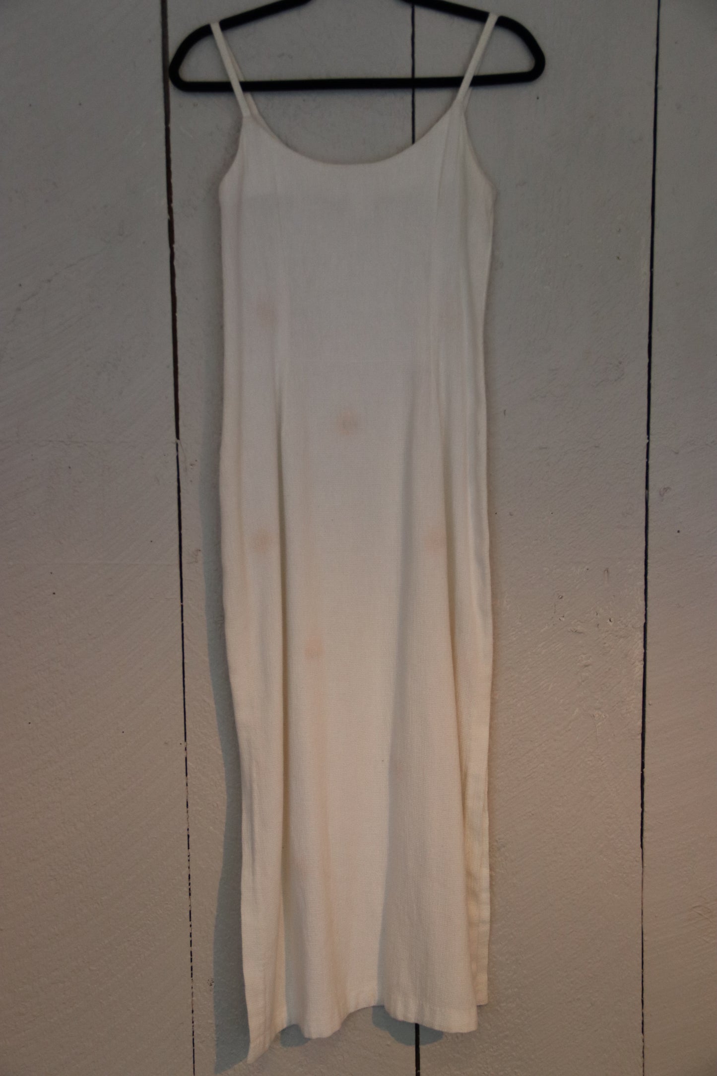 White Linen Dress with Sunflowers
