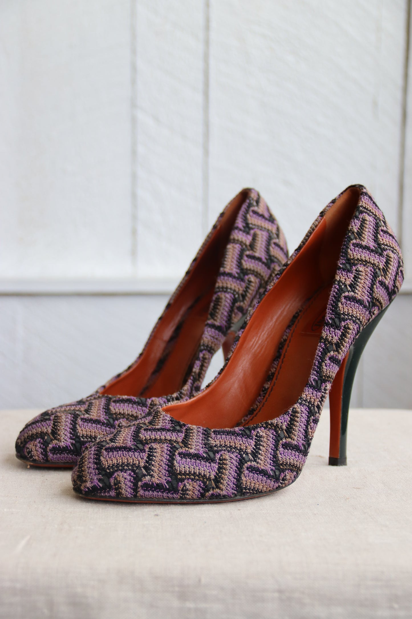 Missoni Printed Purple Fabric Heels