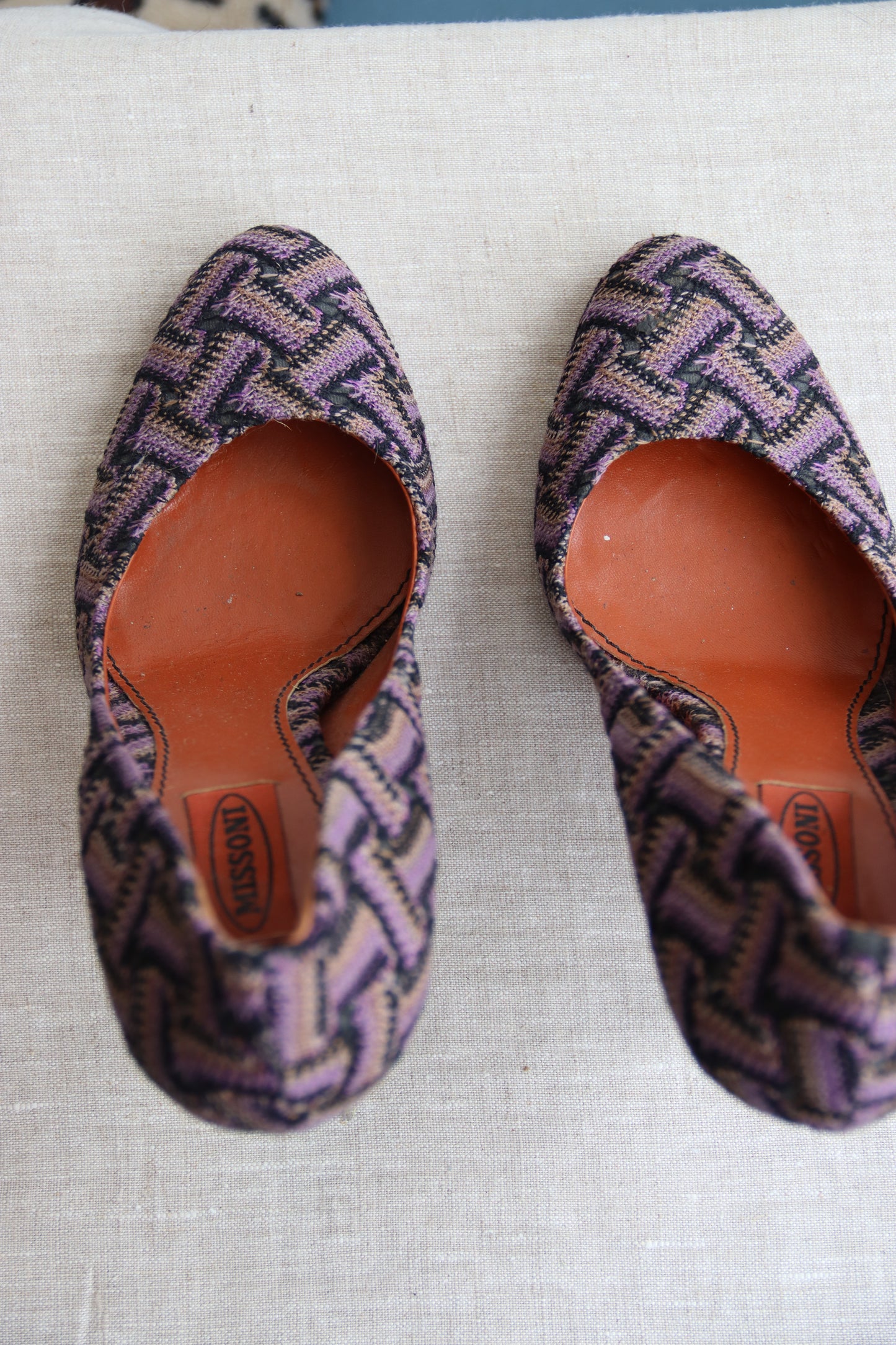 Missoni Printed Purple Fabric Heels