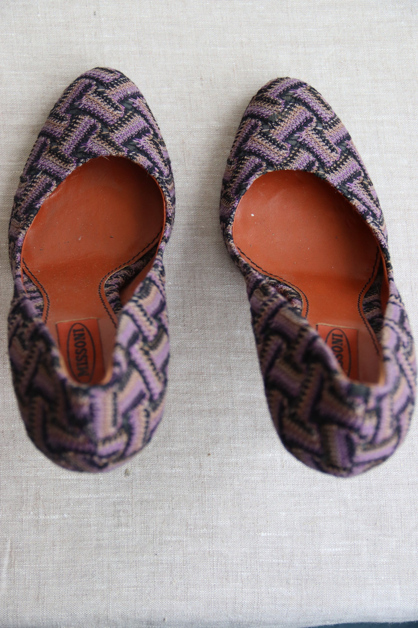 Missoni Printed Purple Fabric Heels