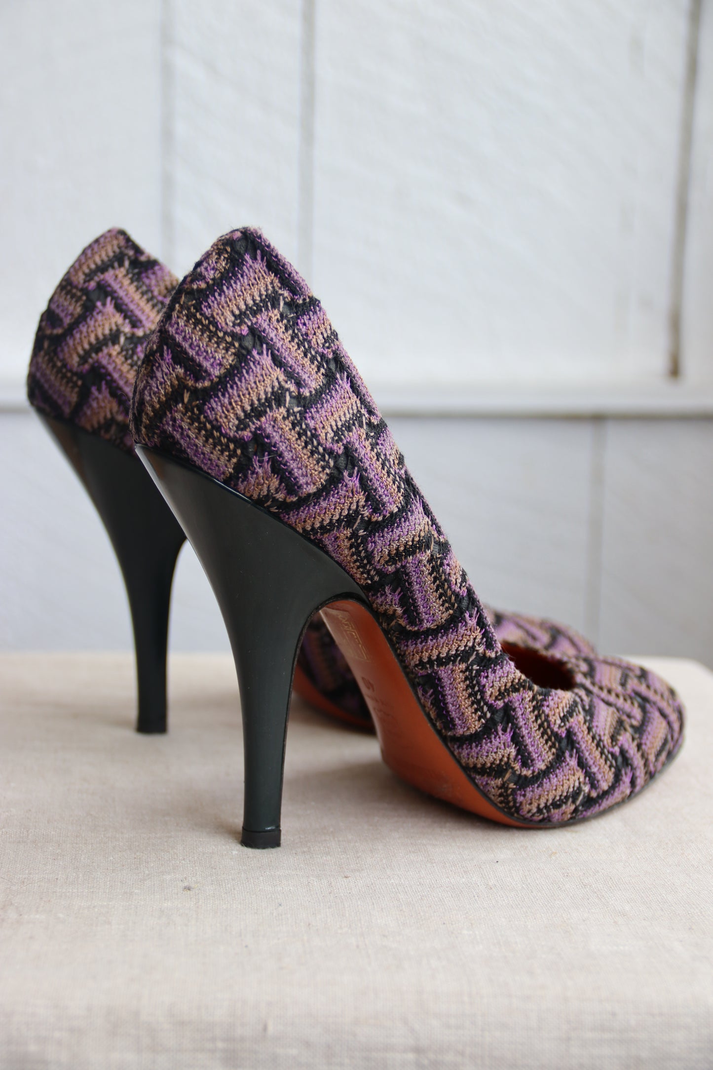 Missoni Printed Purple Fabric Heels