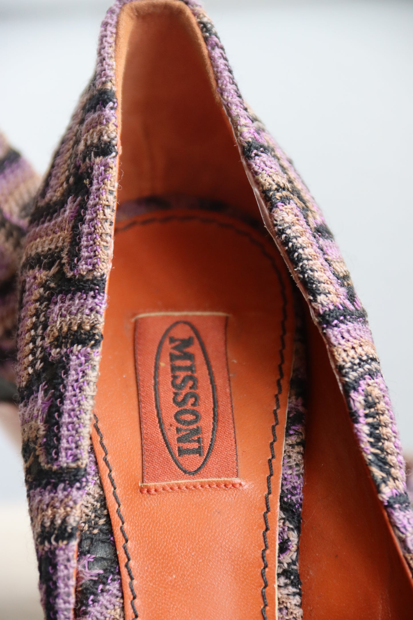 Missoni Printed Purple Fabric Heels
