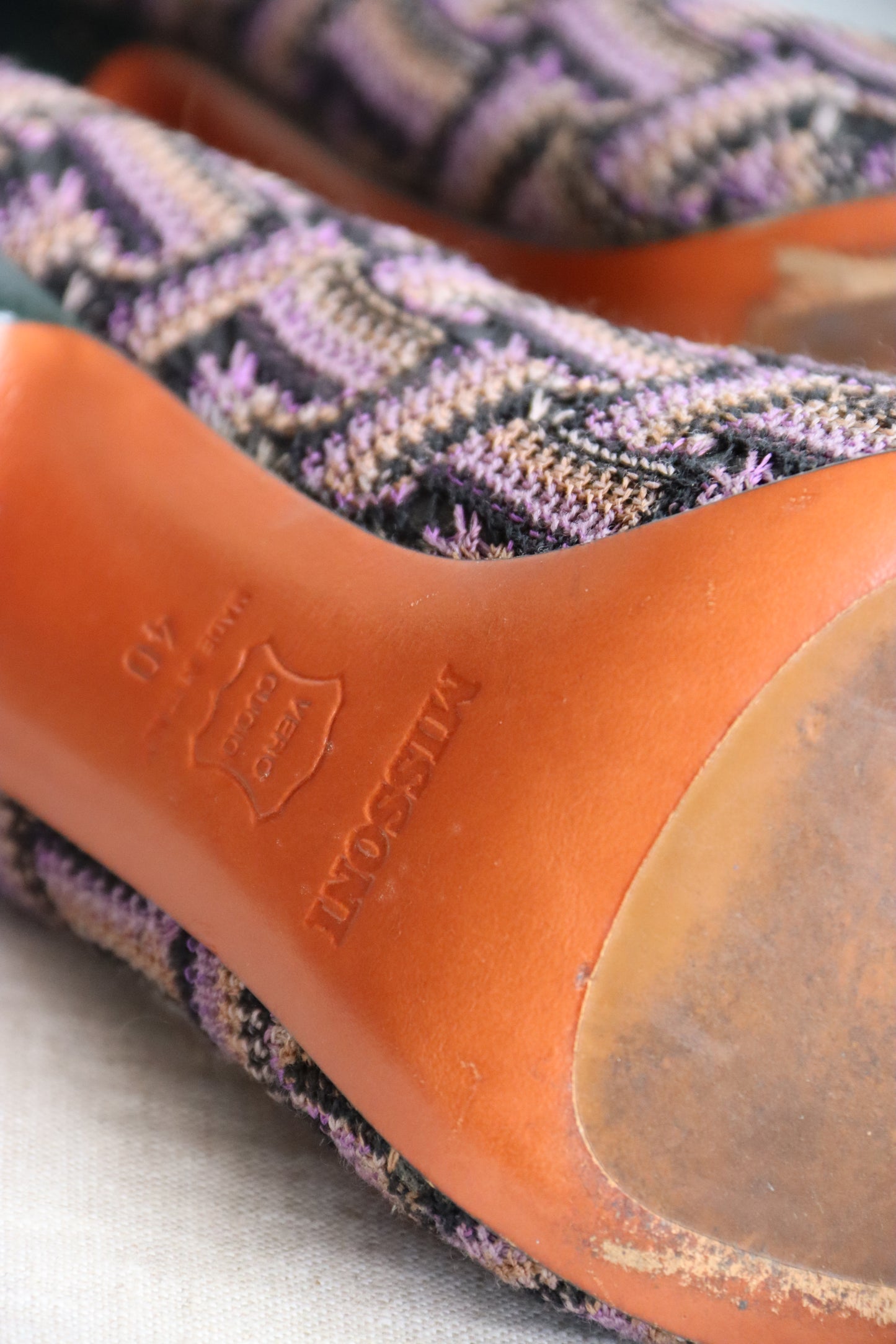 Missoni Printed Purple Fabric Heels