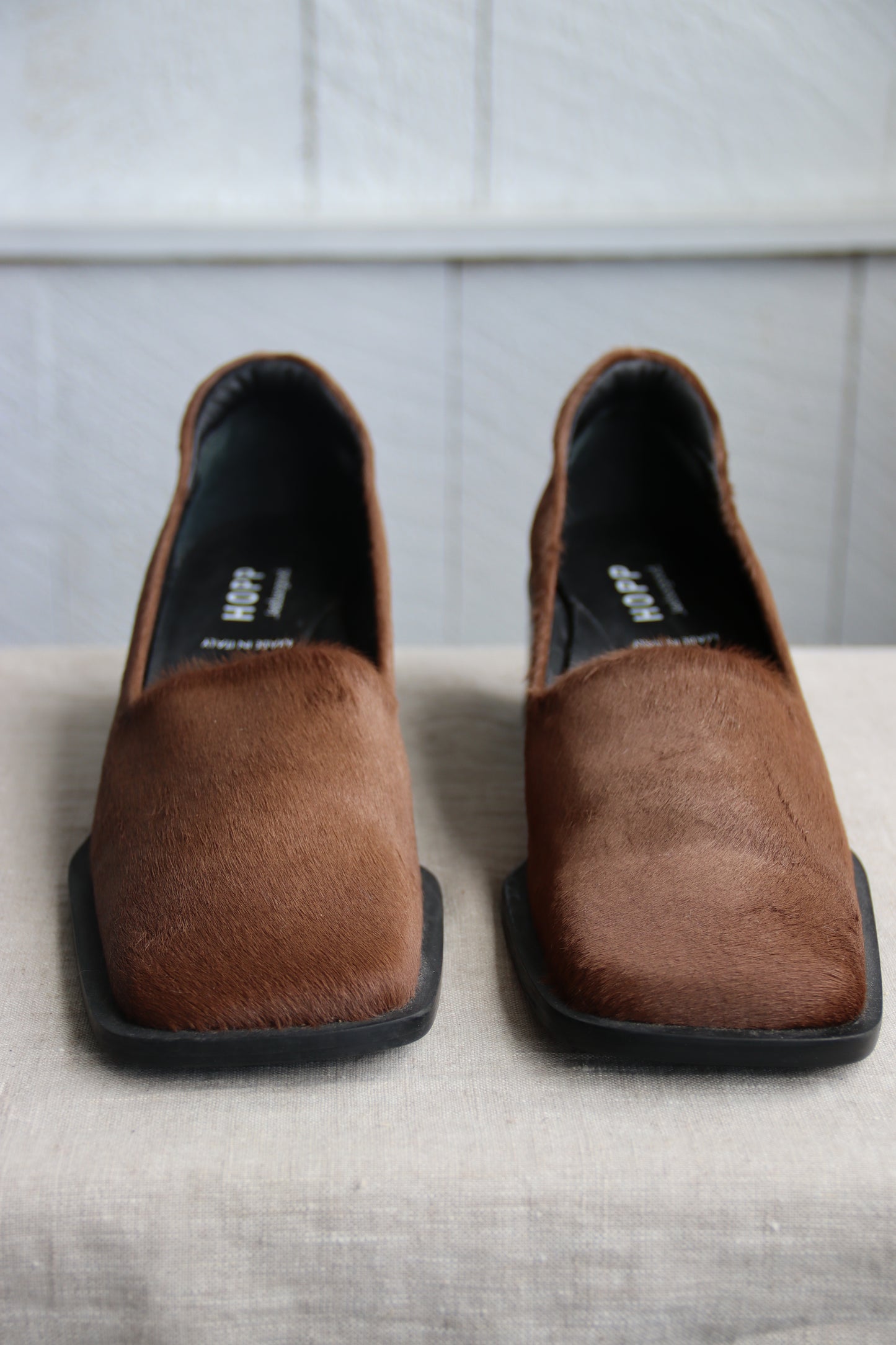 Hopp Brown Calf Hair Heels
