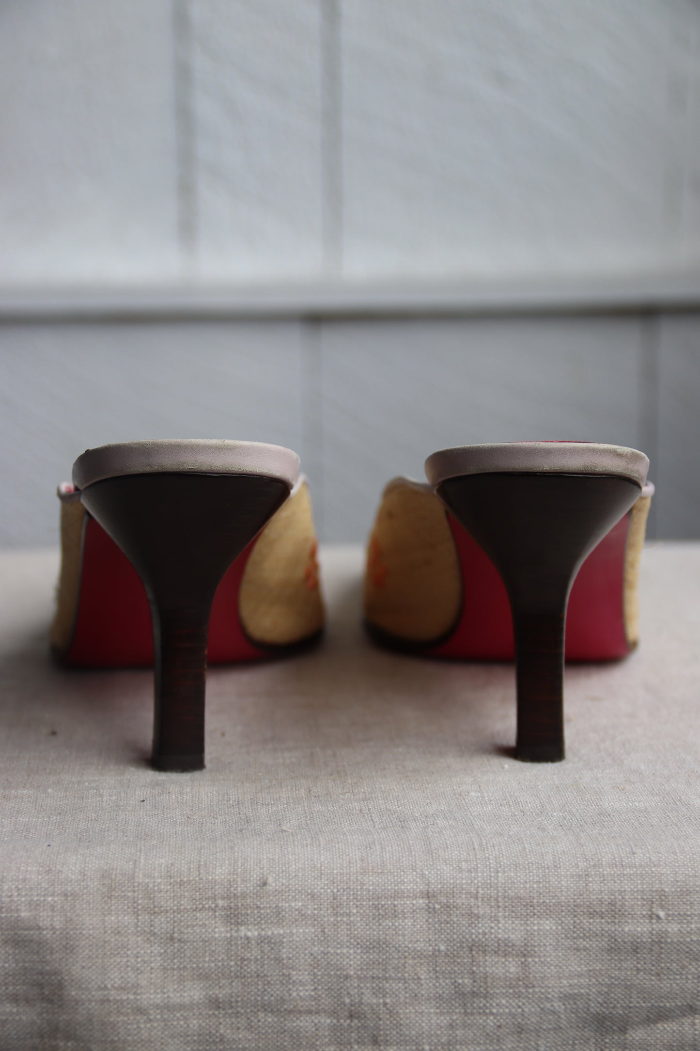 Emanuel Ungaro Straw Floral Heels