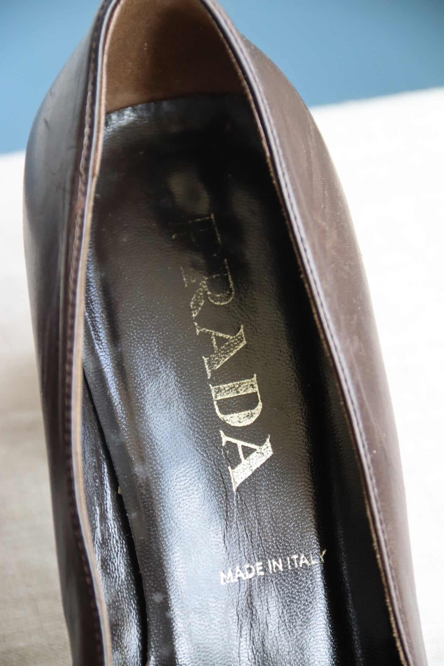 Prada Brown Leather Heeled Loafer