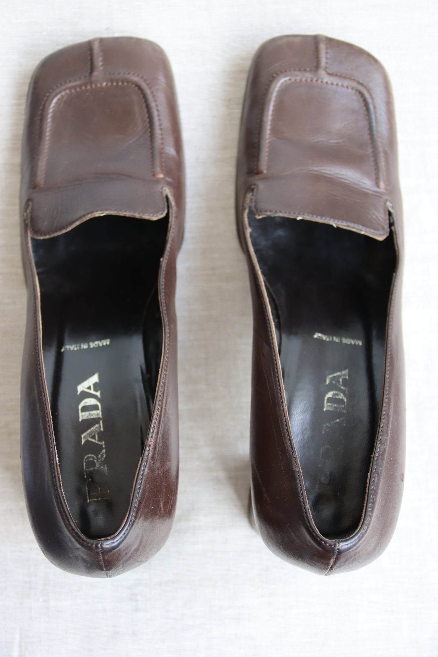 Prada Brown Leather Heeled Loafer