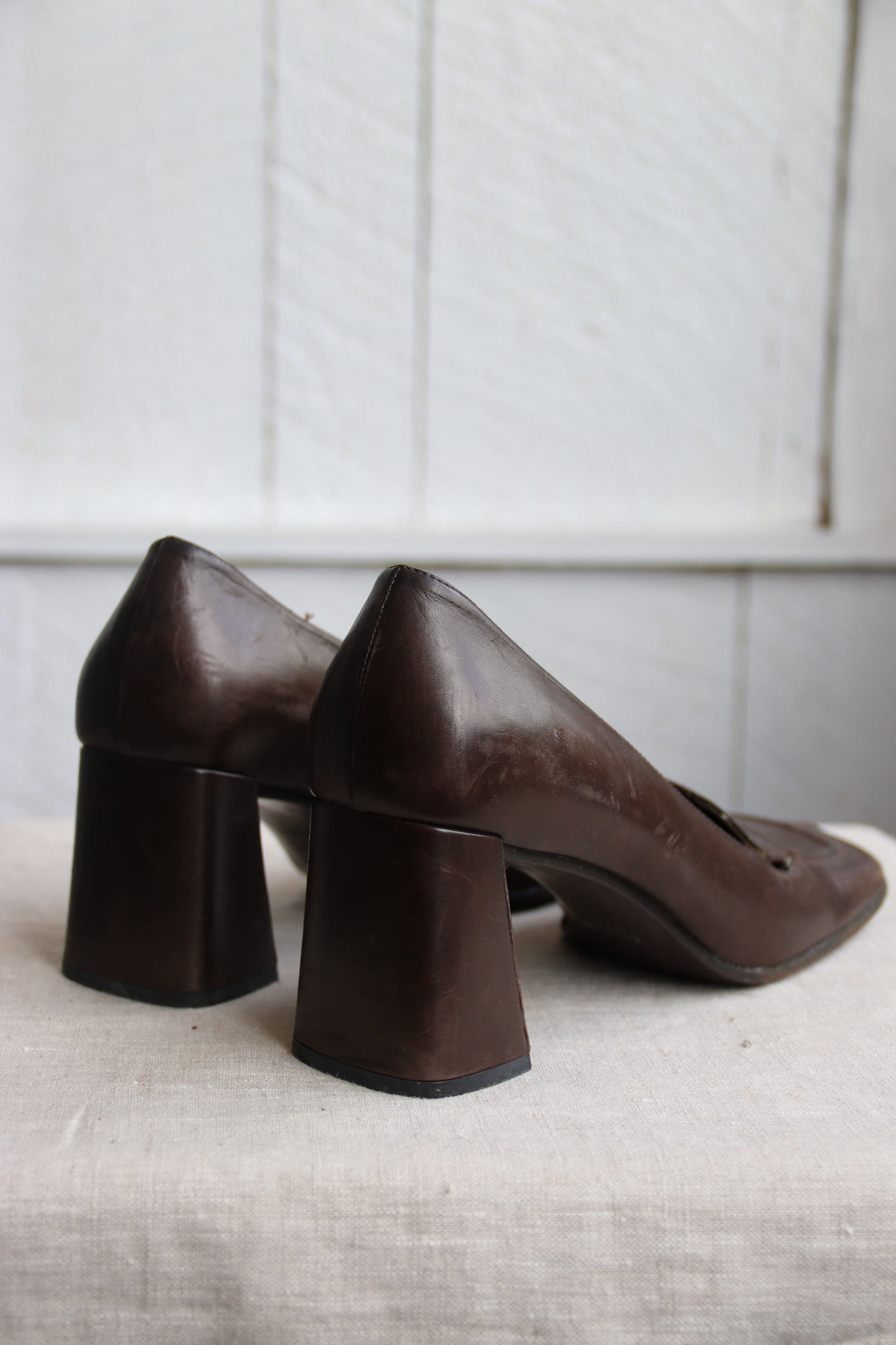 Prada Brown Leather Heeled Loafer