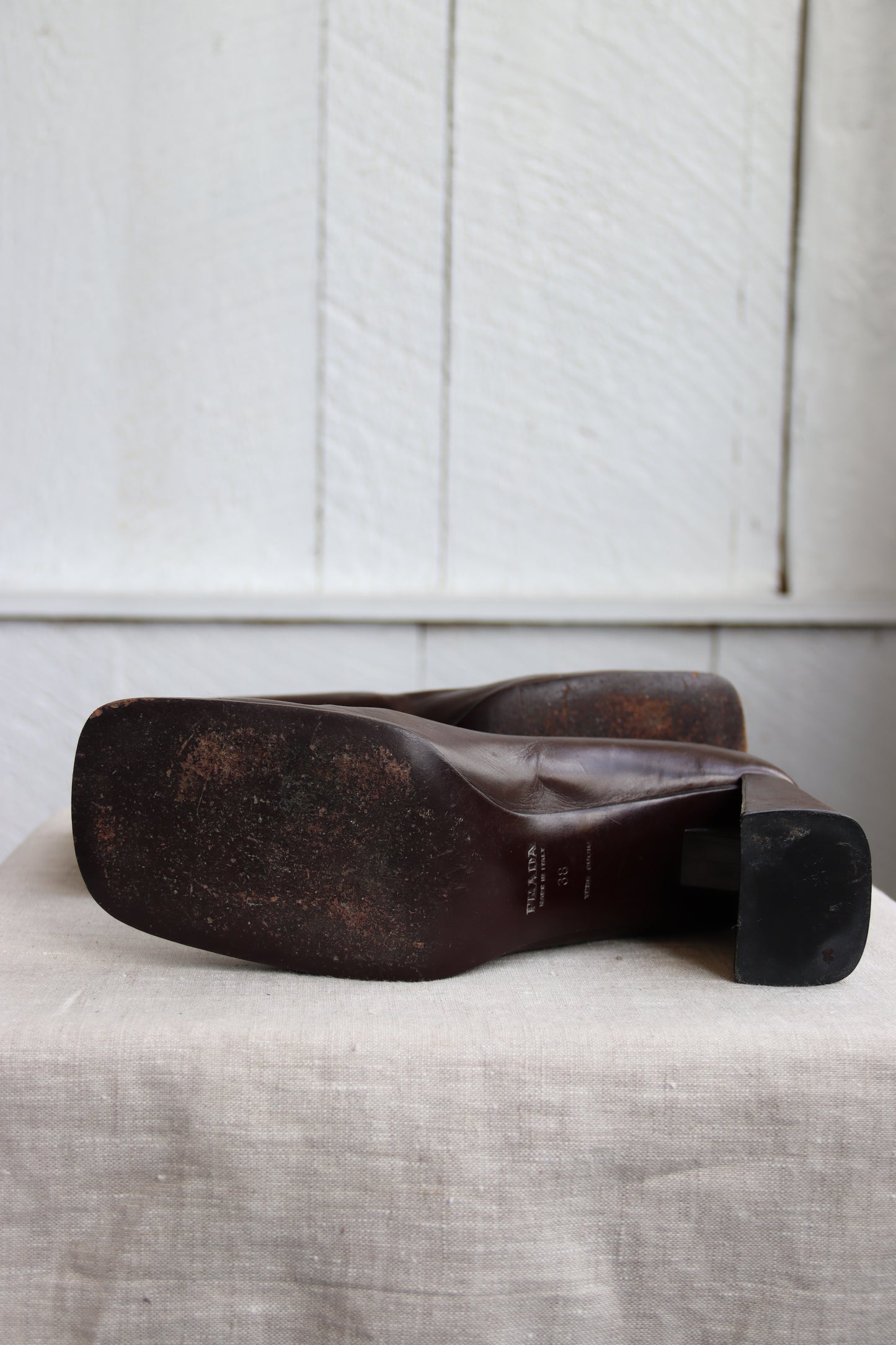 Prada Brown Leather Heeled Loafer