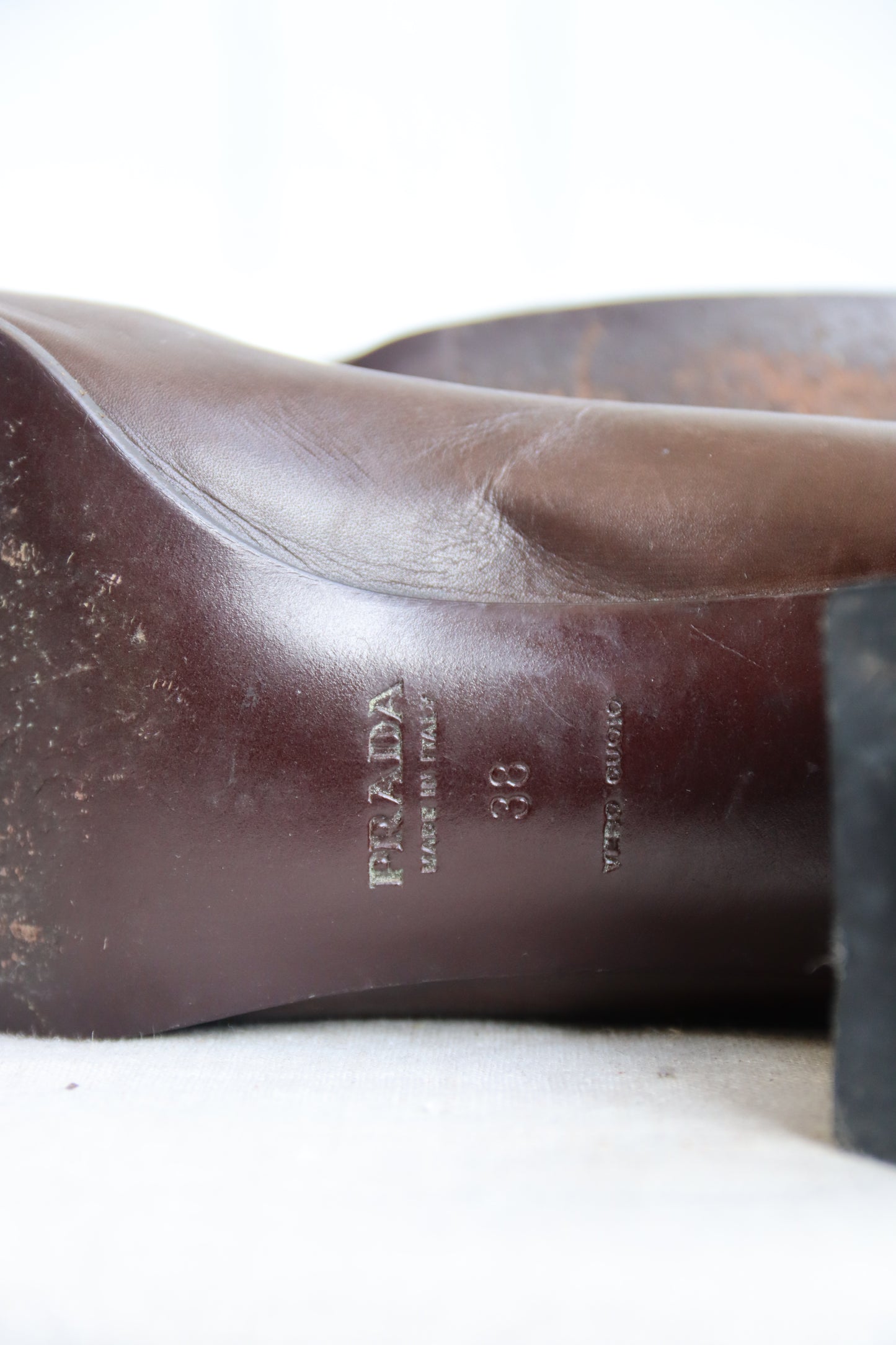 Prada Brown Leather Heeled Loafer