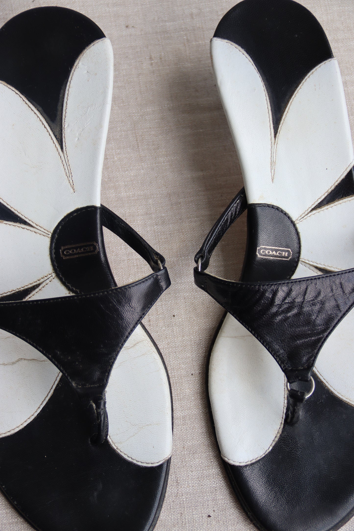 Coach black and white heeled sandals