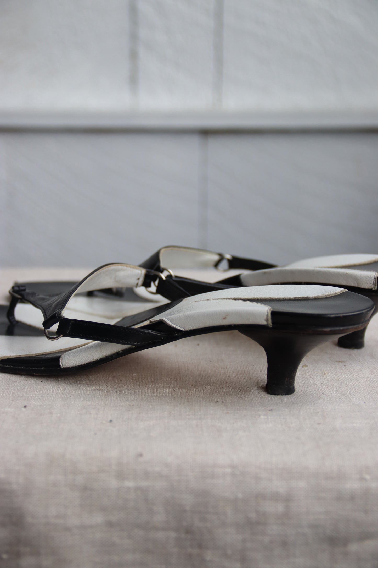 Coach black and white heeled sandals