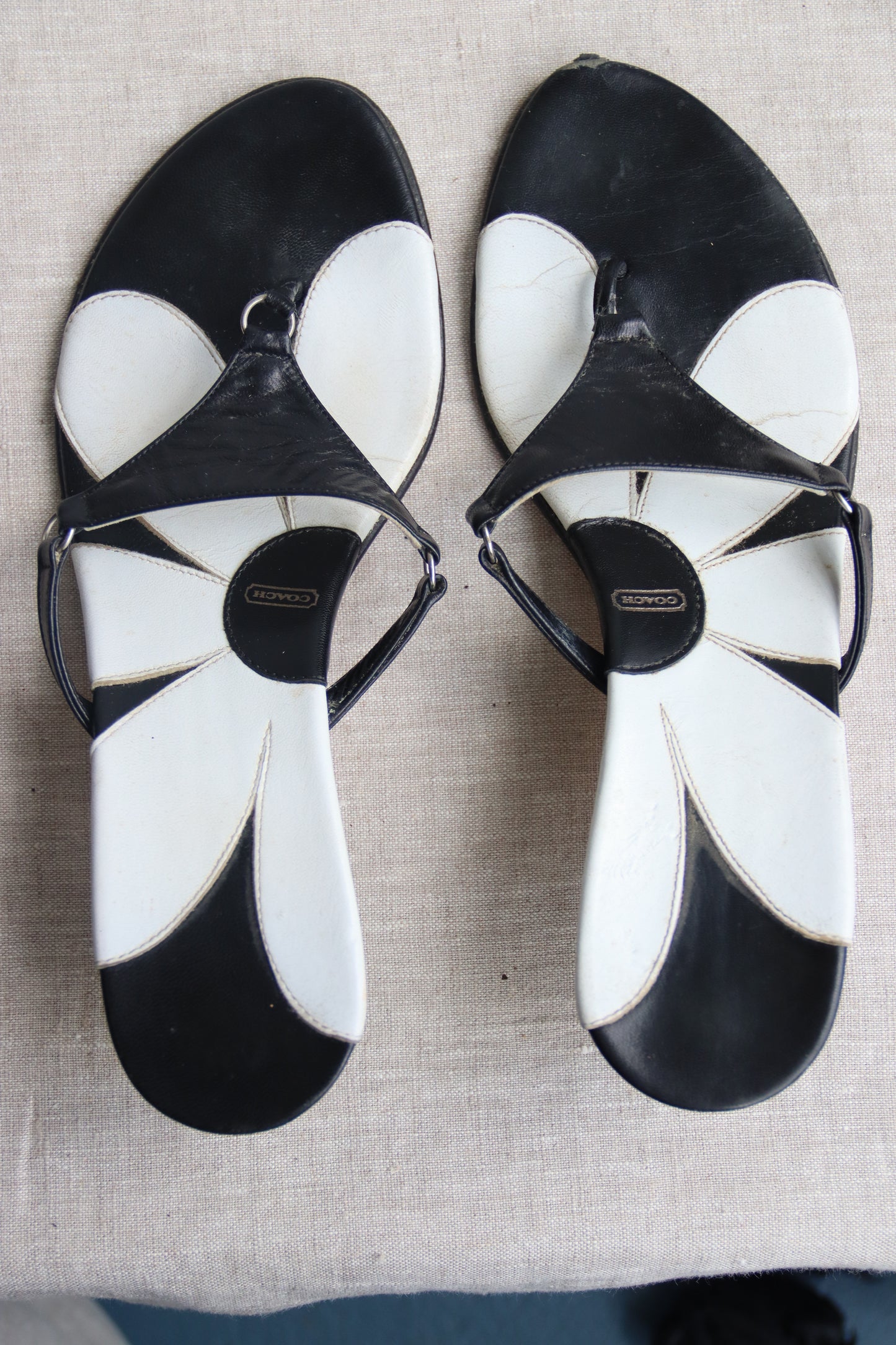 Coach black and white heeled sandals
