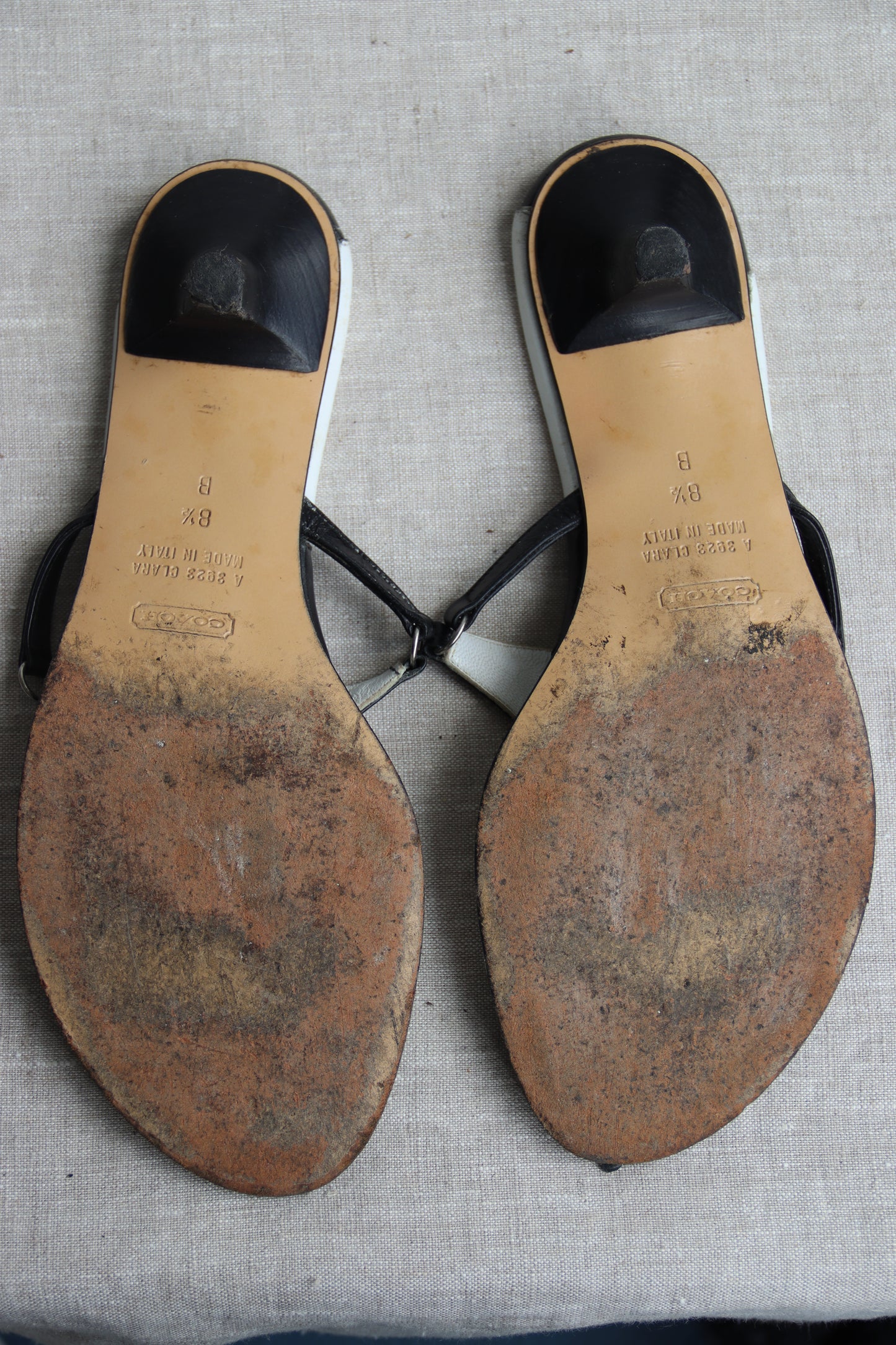 Coach black and white heeled sandals
