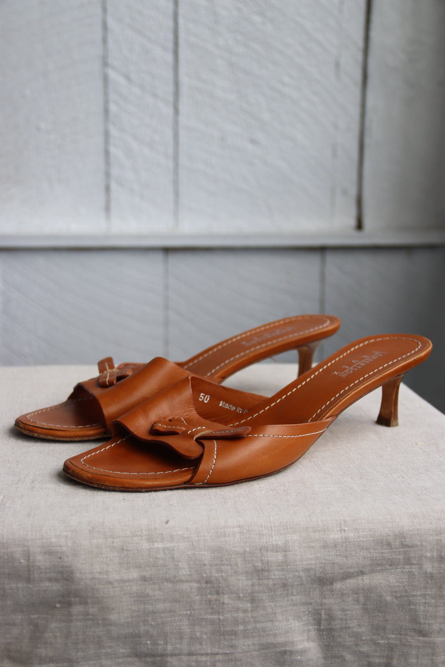 Lambertson Truex Brown Leather Heeled Sandals