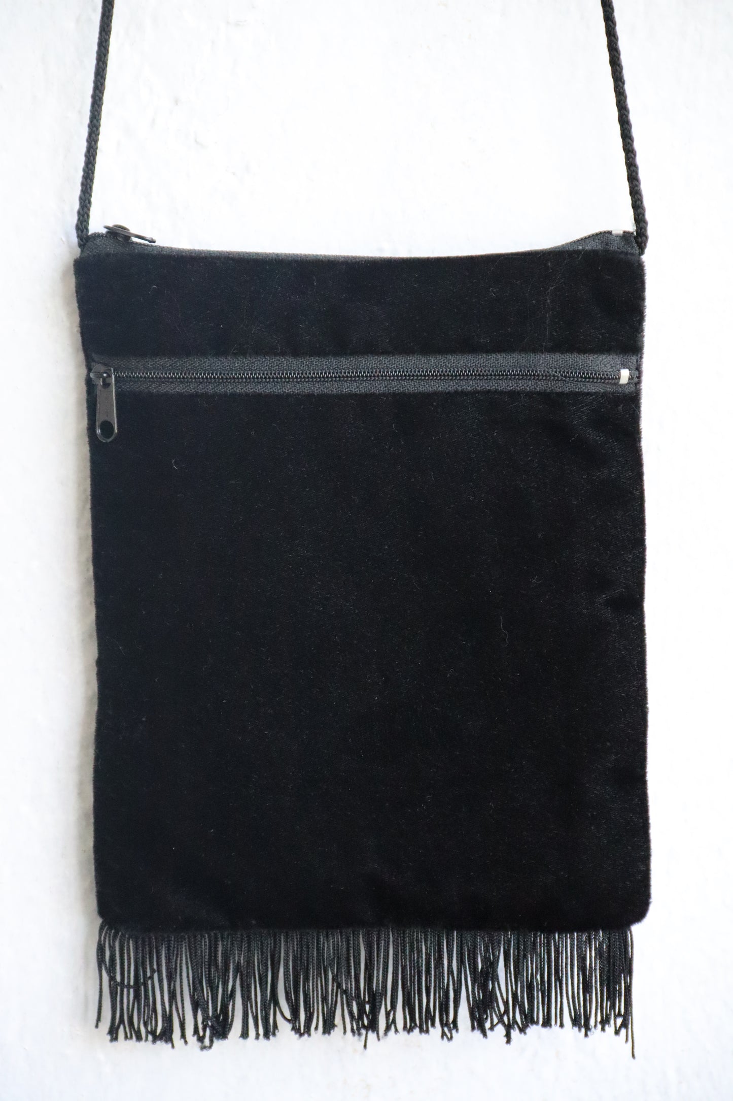 Butterfly Beaded Black Velvet Bag