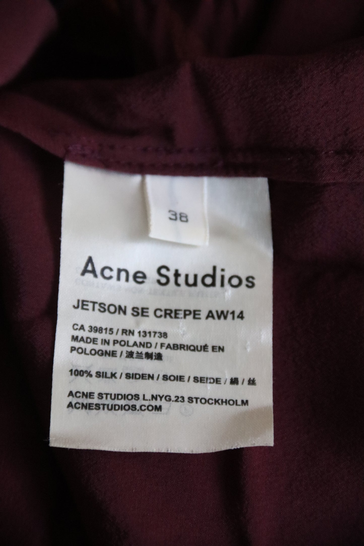 Acne Maroon Silk Top