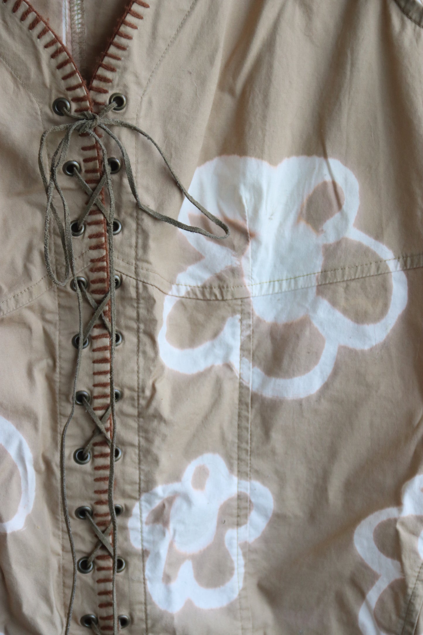 Handmade Beige Top with Flowers