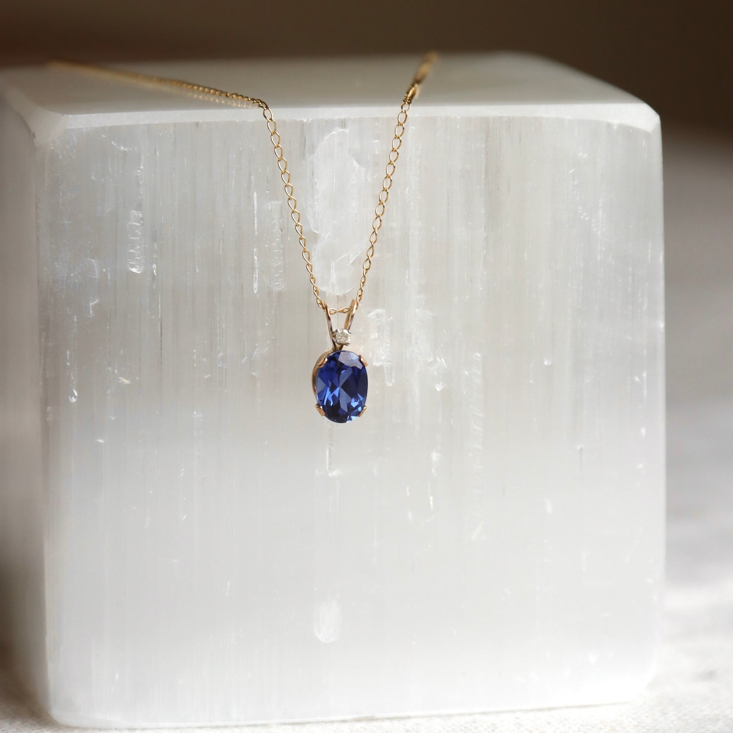 Sapphire and Diamond Pendant Necklace