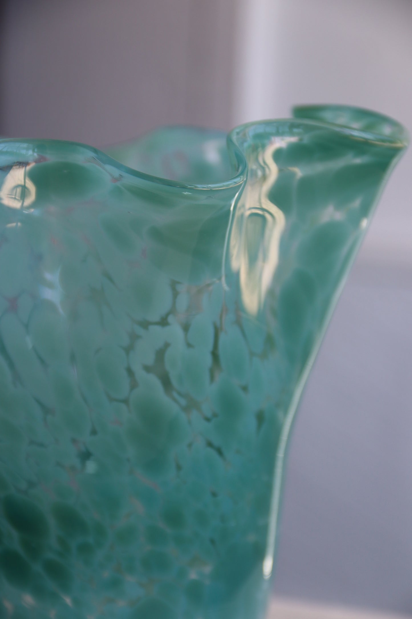 Blue Large Handmade Ripple Glass Vase