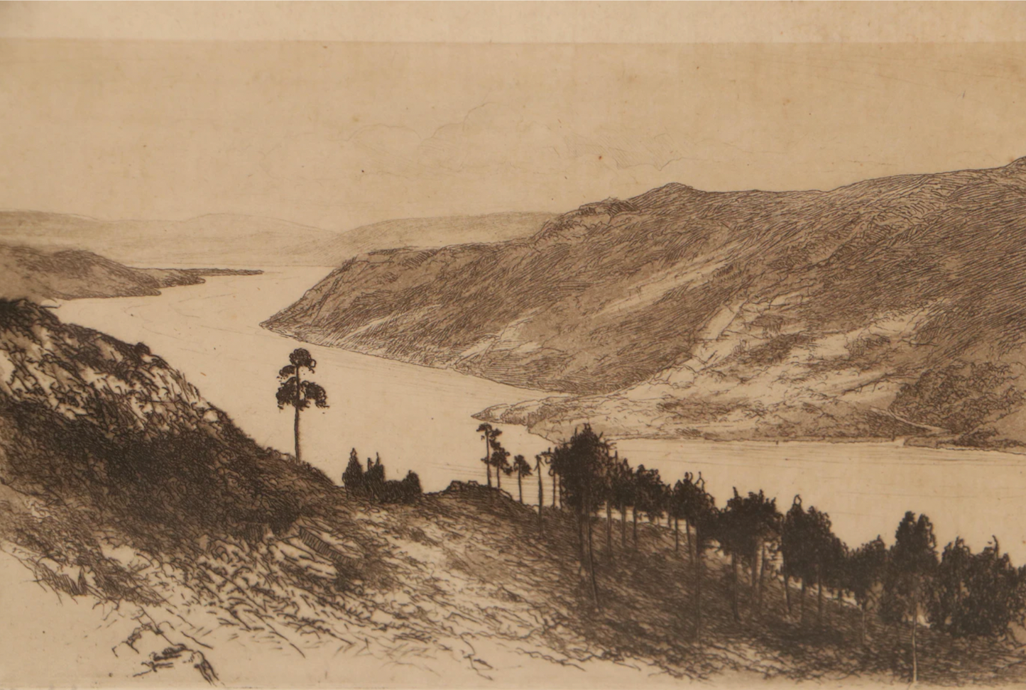 C. Dickens - Etching - "The Lake of Ullswater" - Early 20th Century