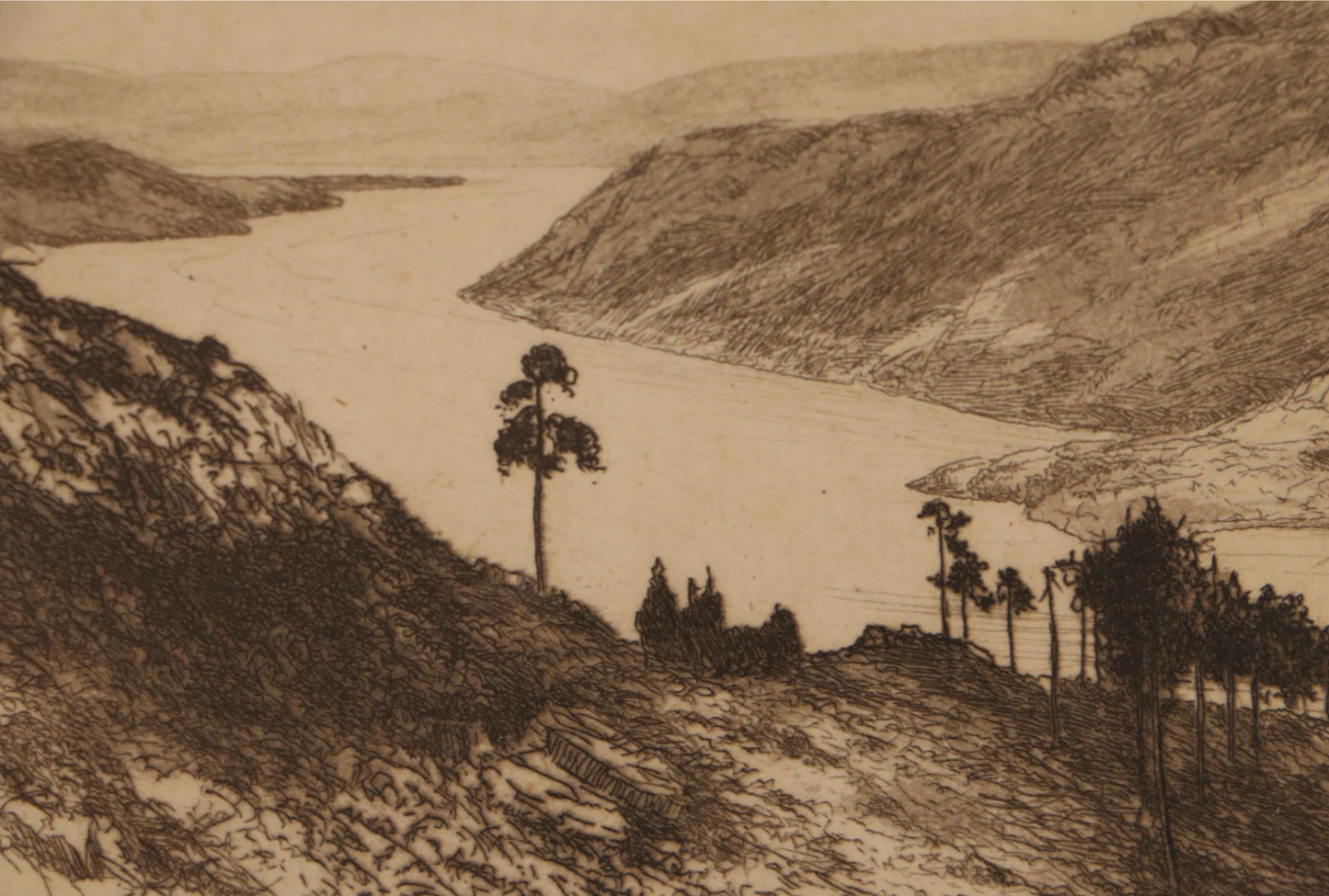 C. Dickens - Etching - "The Lake of Ullswater" - Early 20th Century