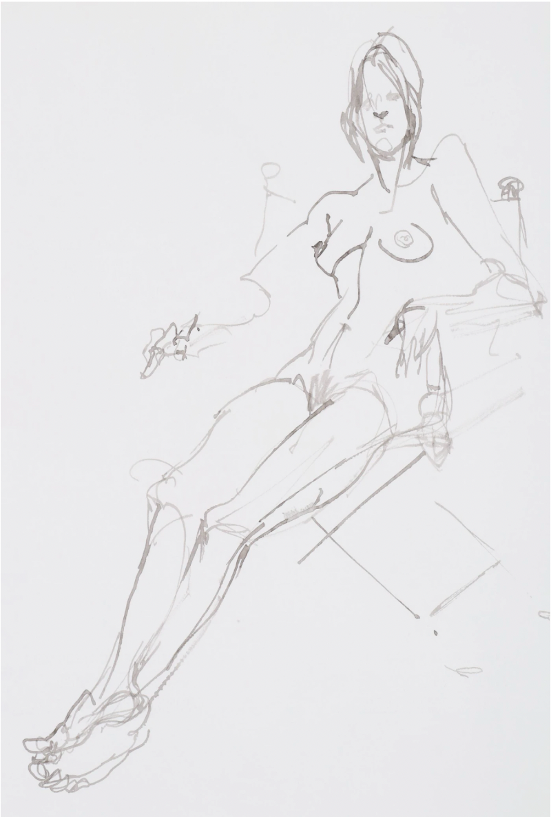 John Tuska Figure Study Ink Drawings of Female Nudes