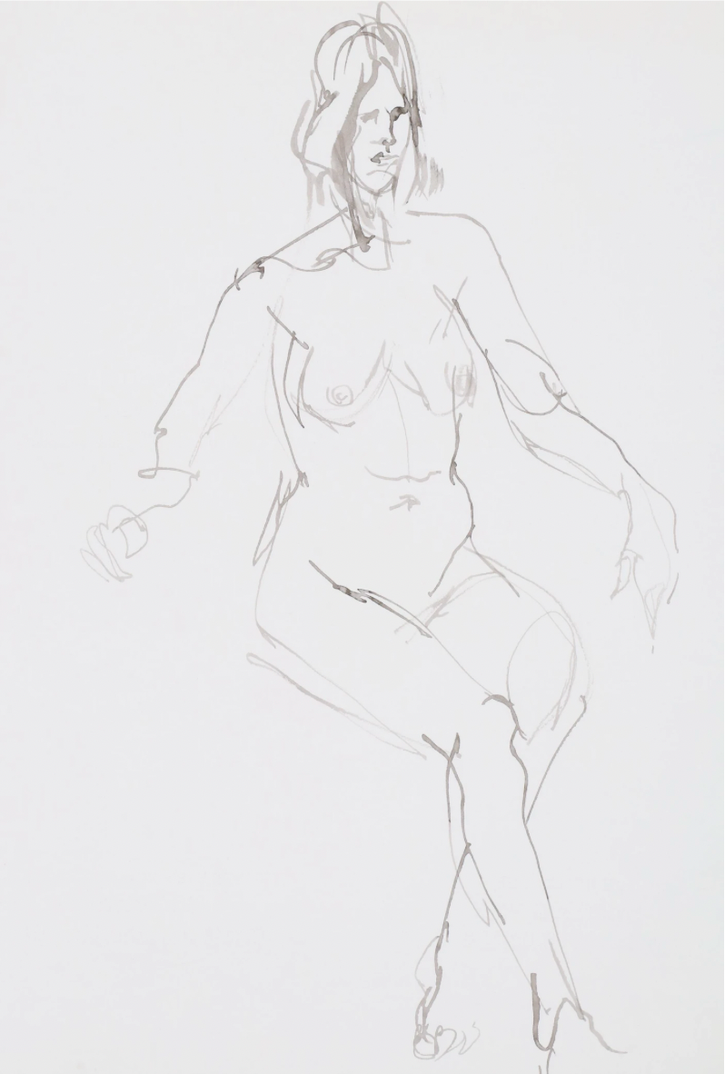 John Tuska Figure Study Ink Drawings of Female Nudes