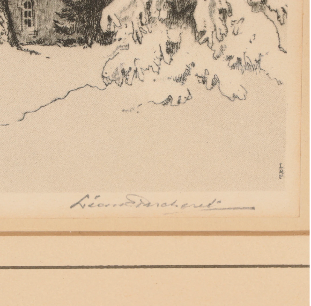 Set of Two Leon Rene Pescheret Offset Lithographs of Houses, Late 20th Century