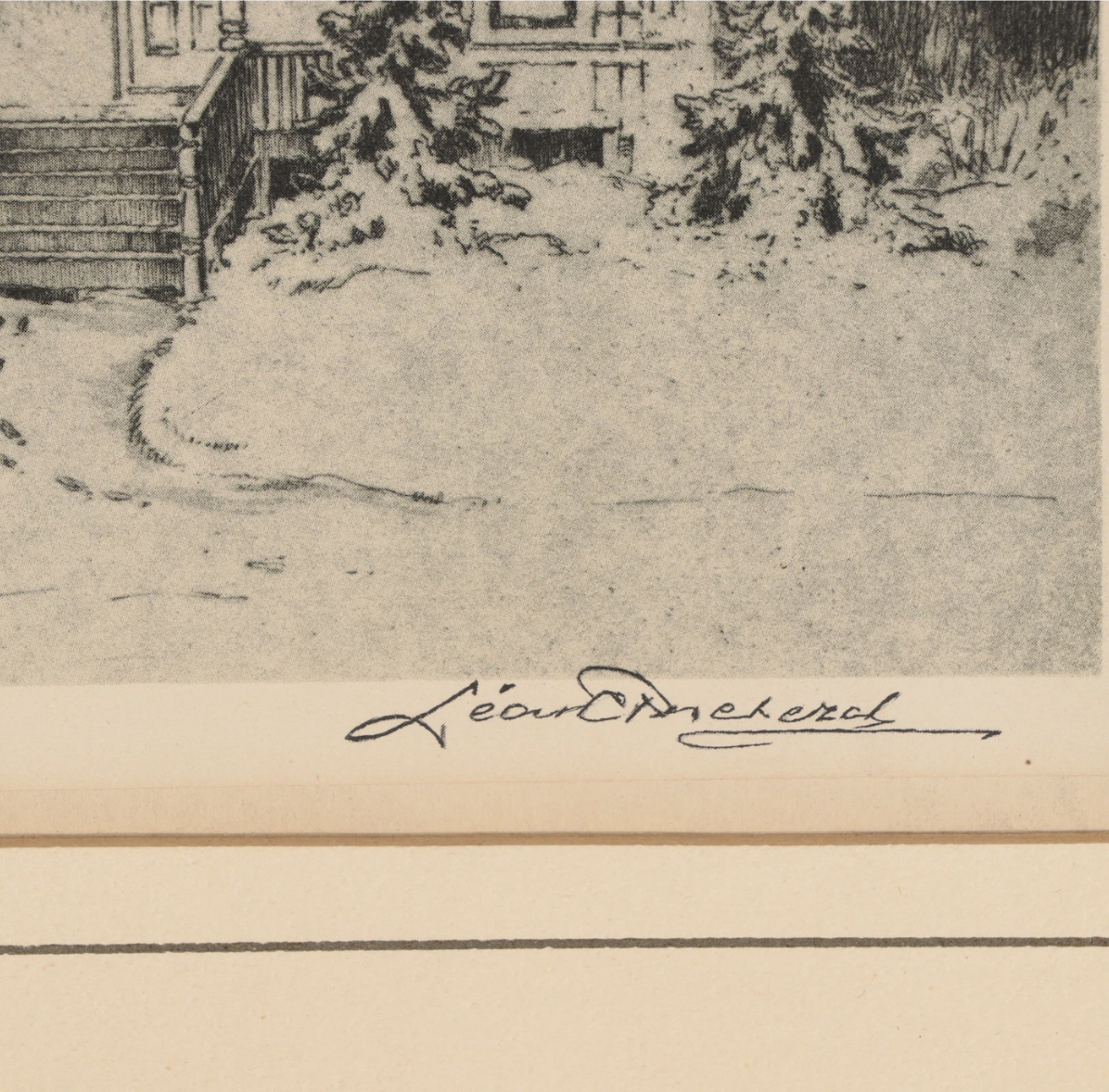 Set of Two Leon Rene Pescheret Offset Lithographs of Houses, Late 20th Century
