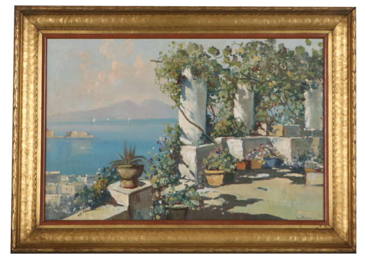 Ugo Maresca Oil Painting of Rooftop Garden