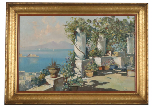 Ugo Maresca Oil Painting of Rooftop Garden
