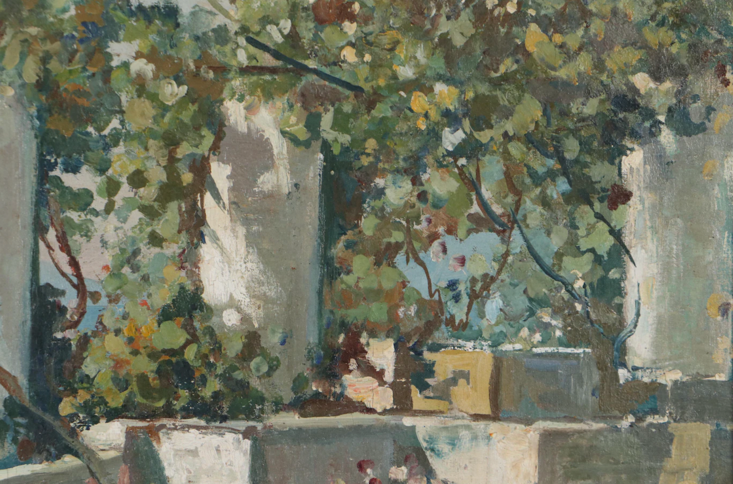 Ugo Maresca Oil Painting of Rooftop Garden