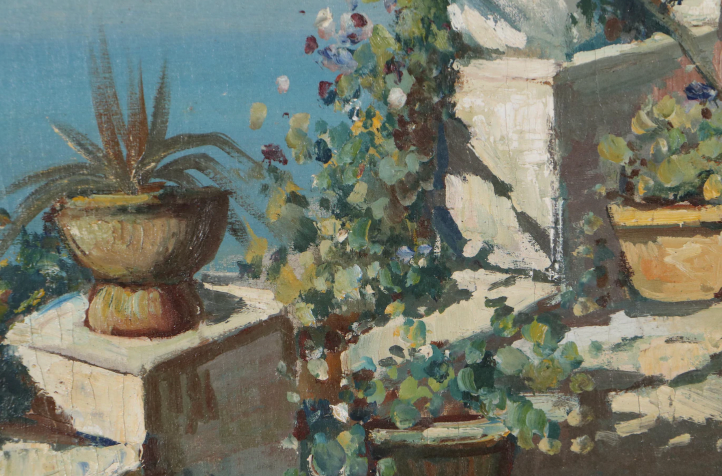 Ugo Maresca Oil Painting of Rooftop Garden