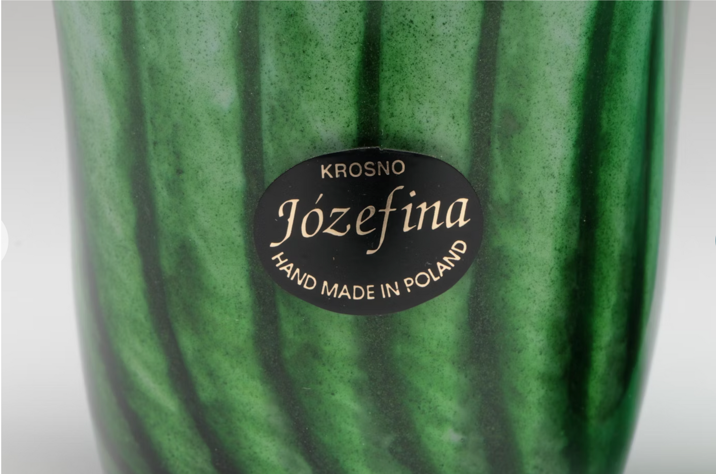 Krosno Józefina Green and Blue Wavy Blown Glass Vase
