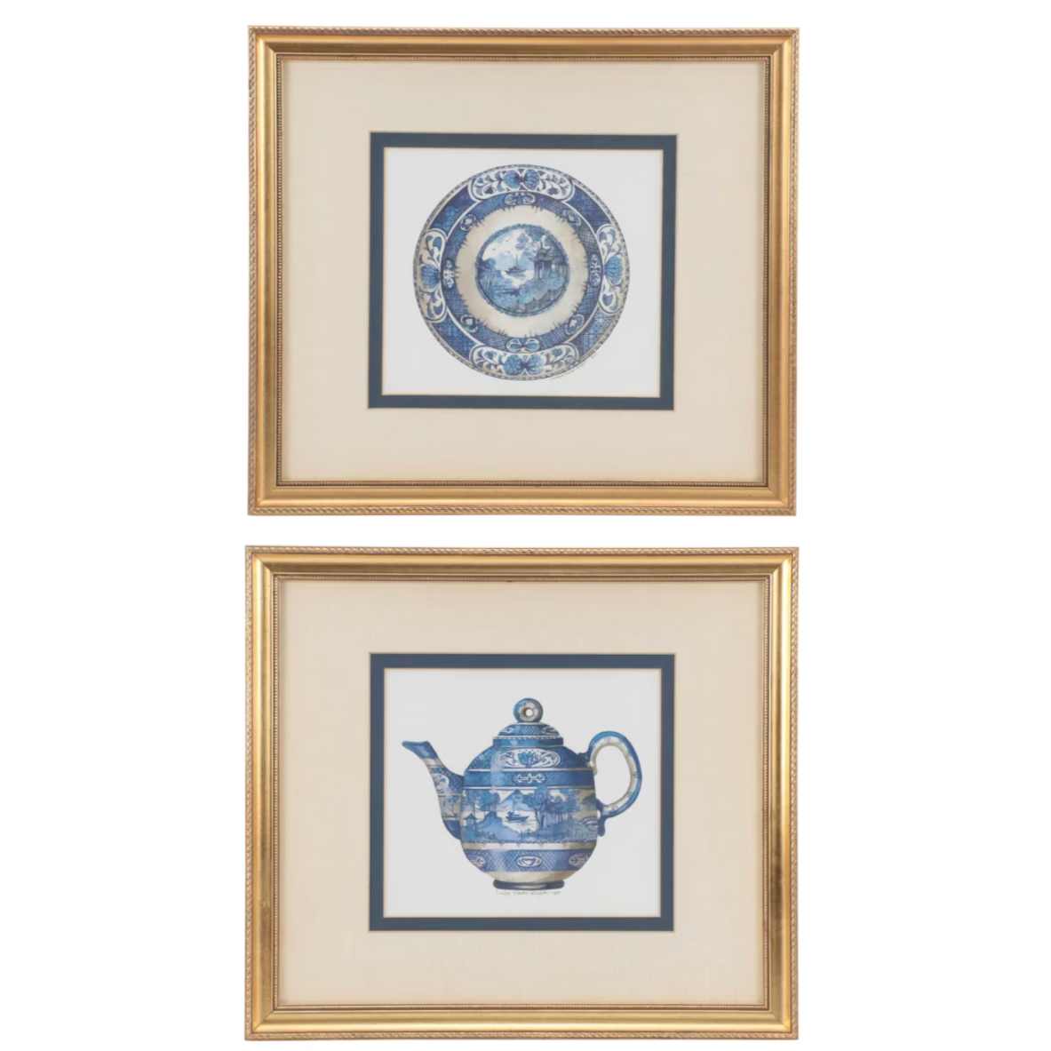 Carolyn Shores Wright "Operetta Teapot" and "Operetta Plate" Framed Prints