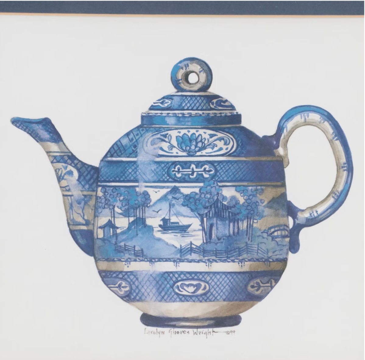 Carolyn Shores Wright "Operetta Teapot" and "Operetta Plate" Framed Prints