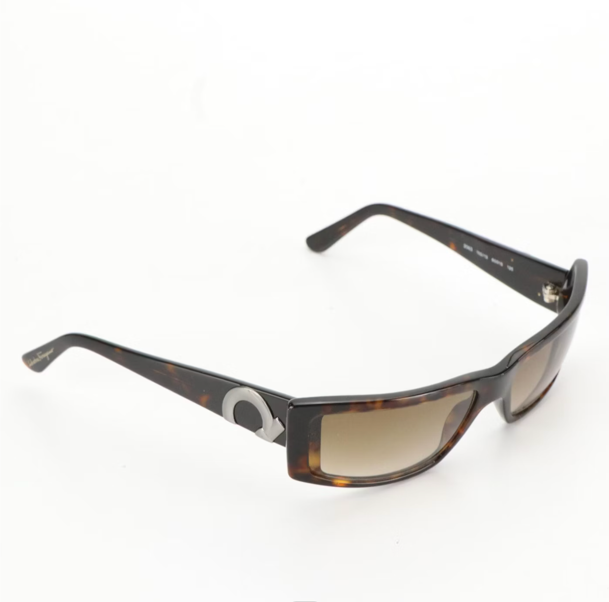 Salvatore Ferragamo Brown Marble Rectangle Sunglasses