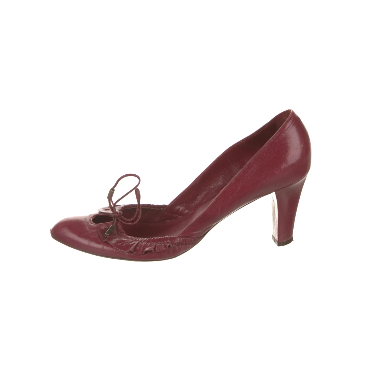 Marc Jacobs Burgundy Leather Ruffle Heels