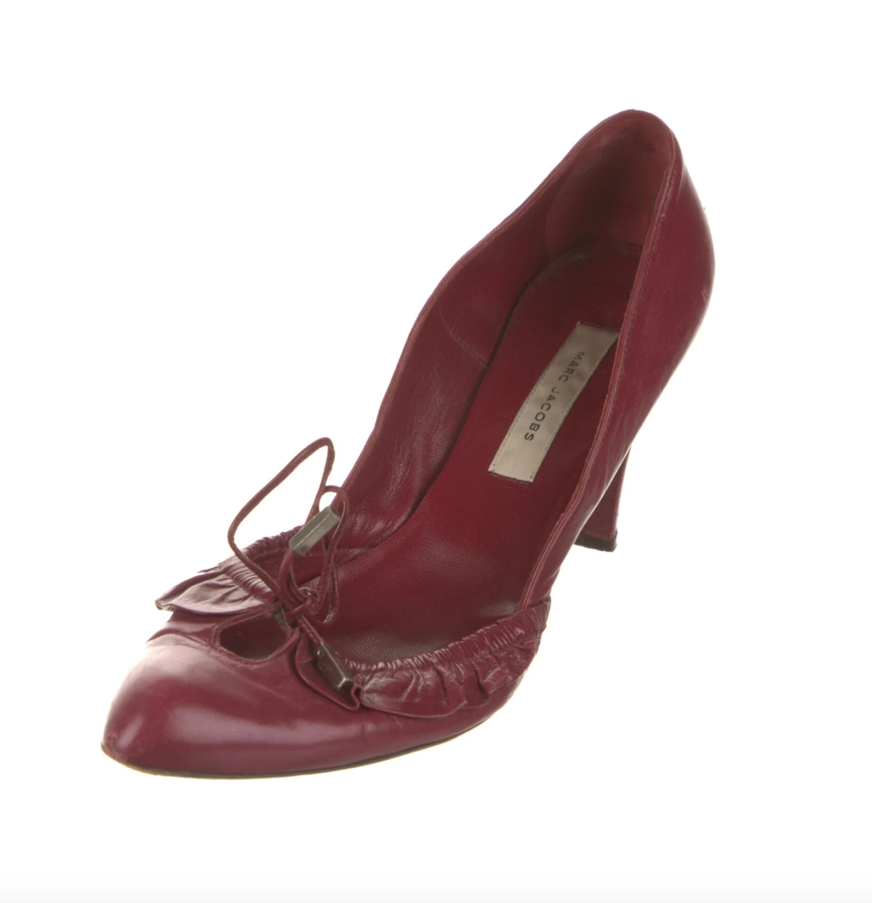 Marc Jacobs Burgundy Leather Ruffle Heels