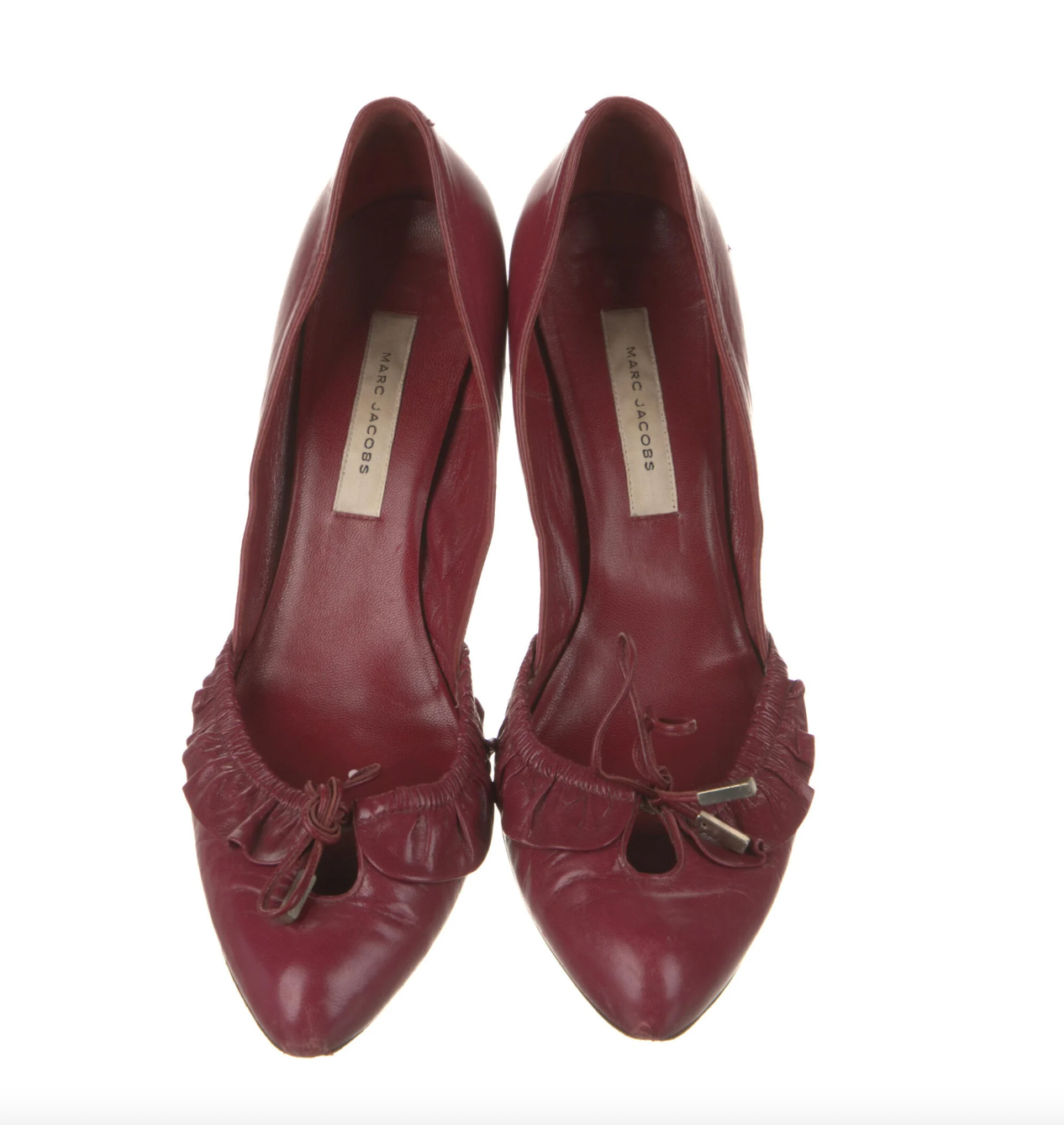 Marc Jacobs Burgundy Leather Ruffle Heels