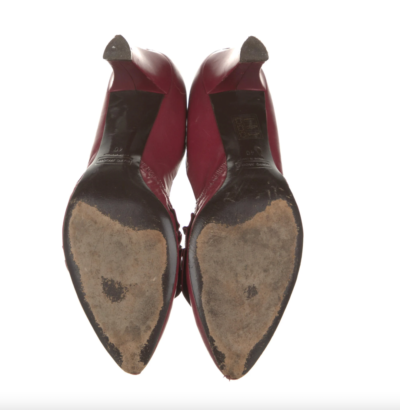 Marc Jacobs Burgundy Leather Ruffle Heels
